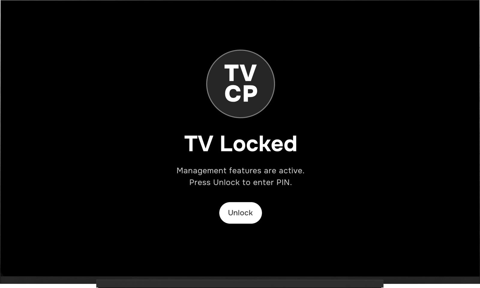 The TV Locked screen, which a timer set to Lock shows when it ends