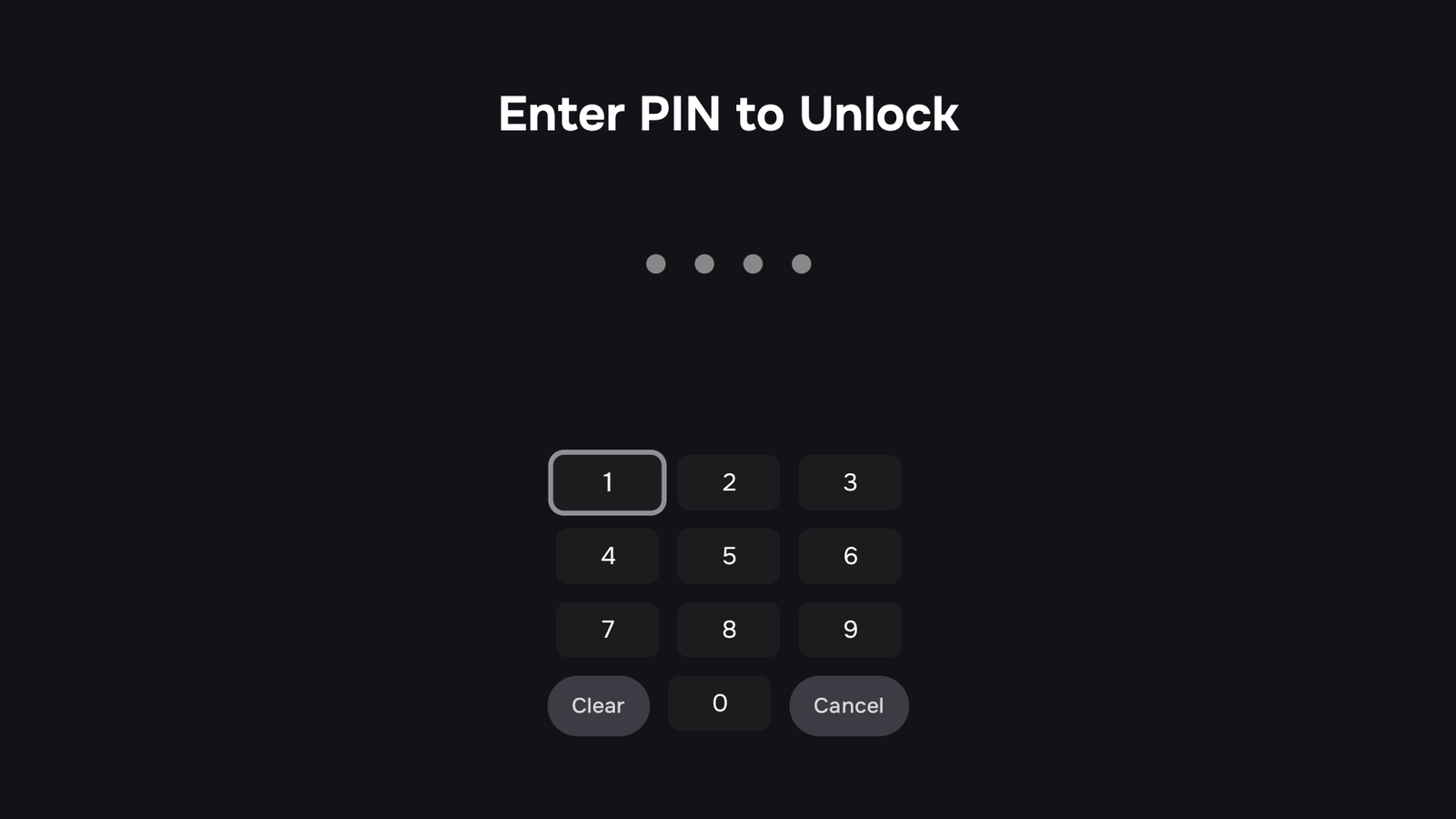 The Enter PIN to Unlock keypad on the TV