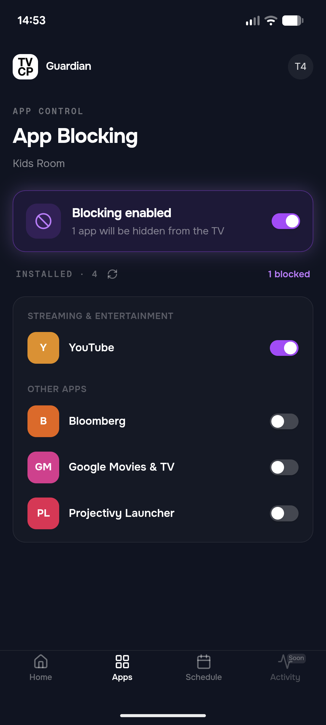 Block apps from phone
