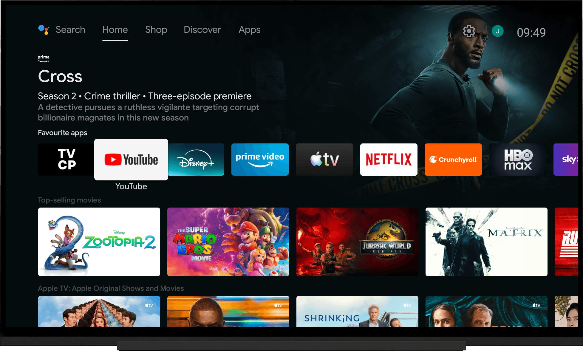 App launcher on TV with blocking active